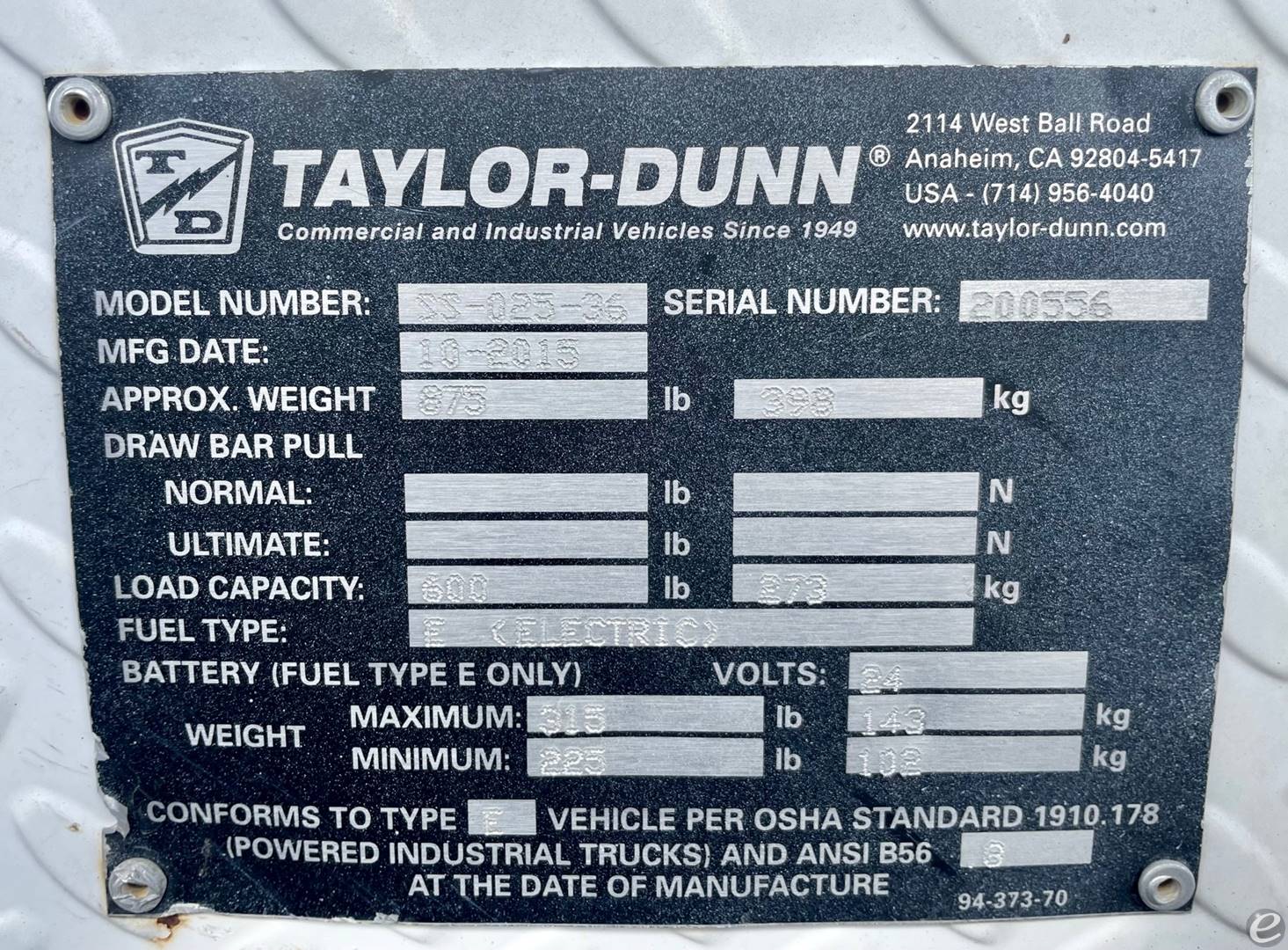 2015 Taylor Dunn SS5-36