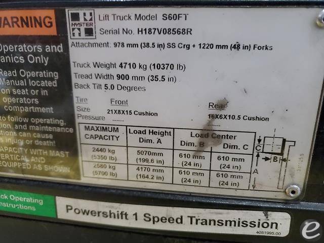 2017 Hyster S60FT LP Gas Forklift - 123Forklift