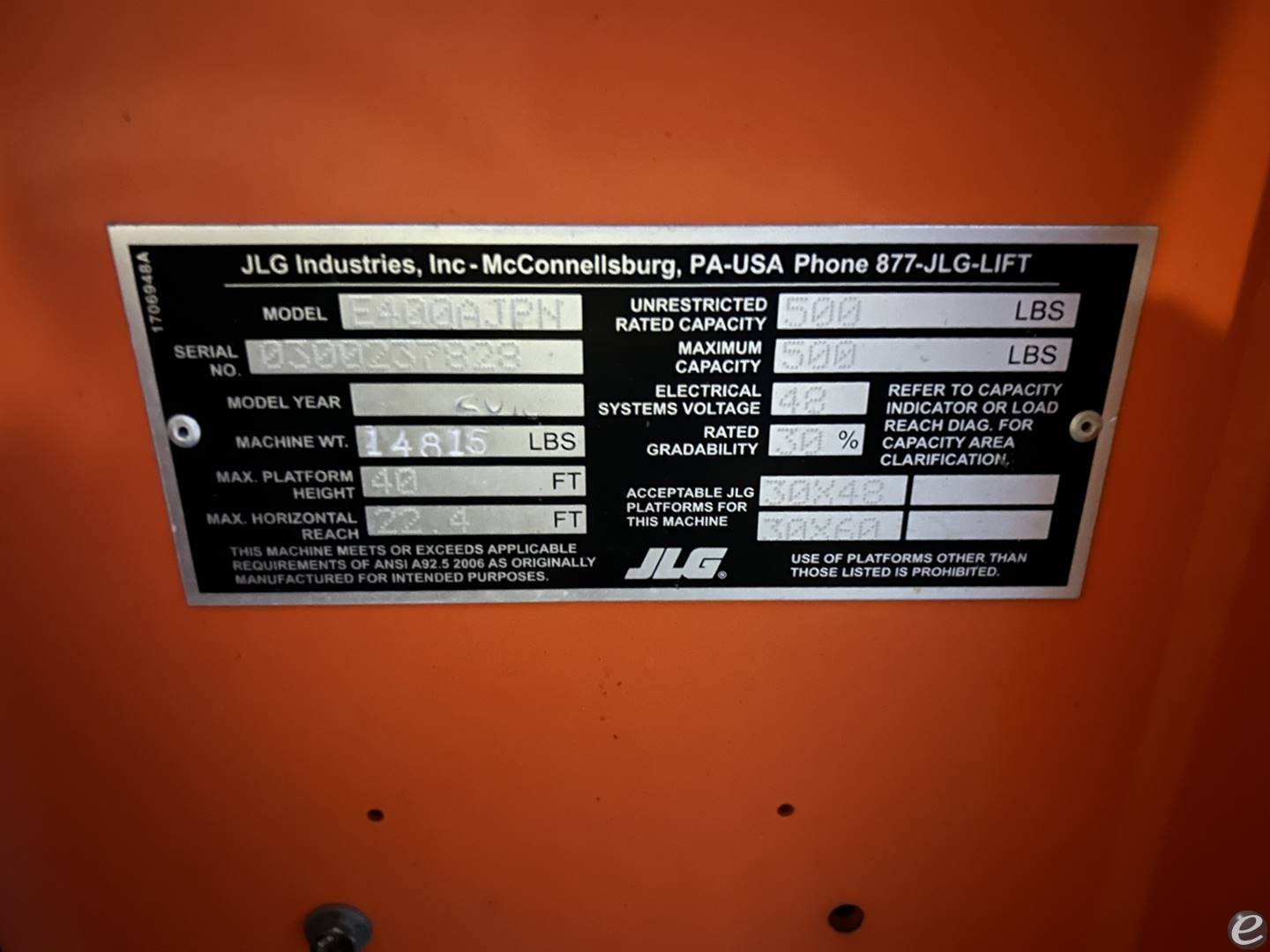 2017 JLG E400AJPN Electric Boom Lif...
