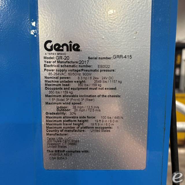 2017 Genie GR20