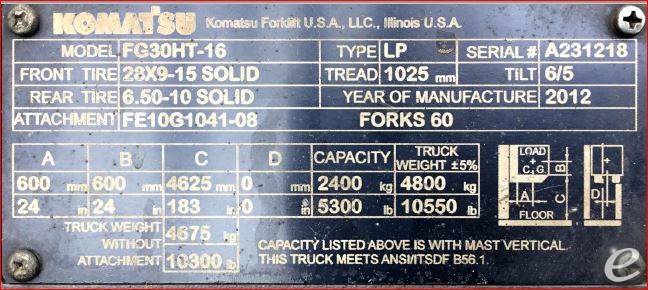 2012 Komatsu FG30HT-16