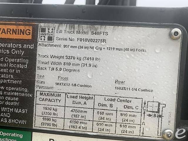 2017 Hyster S40FTS LP Gas Forklift - 123Forklift