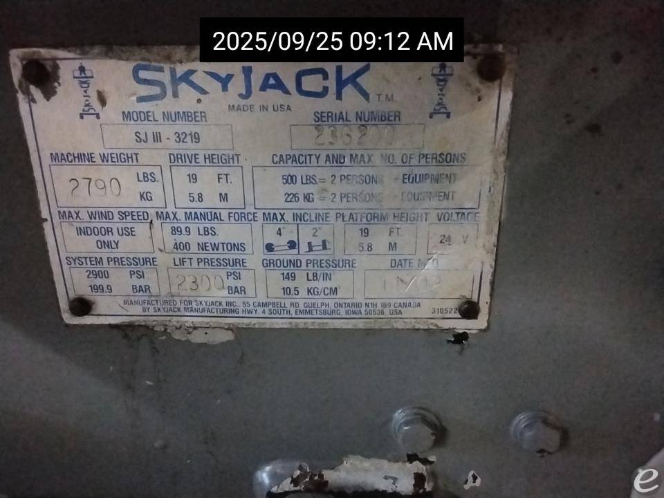 2002 Skyjack SJ-3219