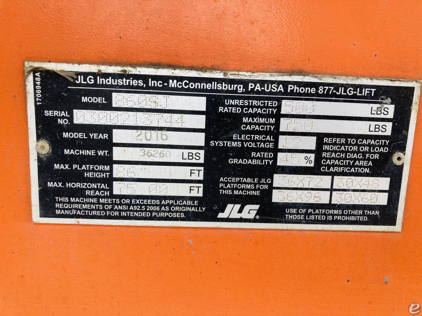 2016 JLG 860SJ