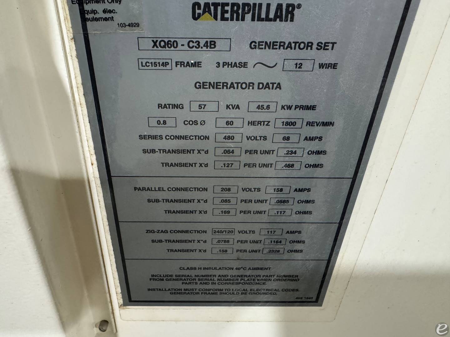 2016 Cat XQ60-C3.4B Generator
