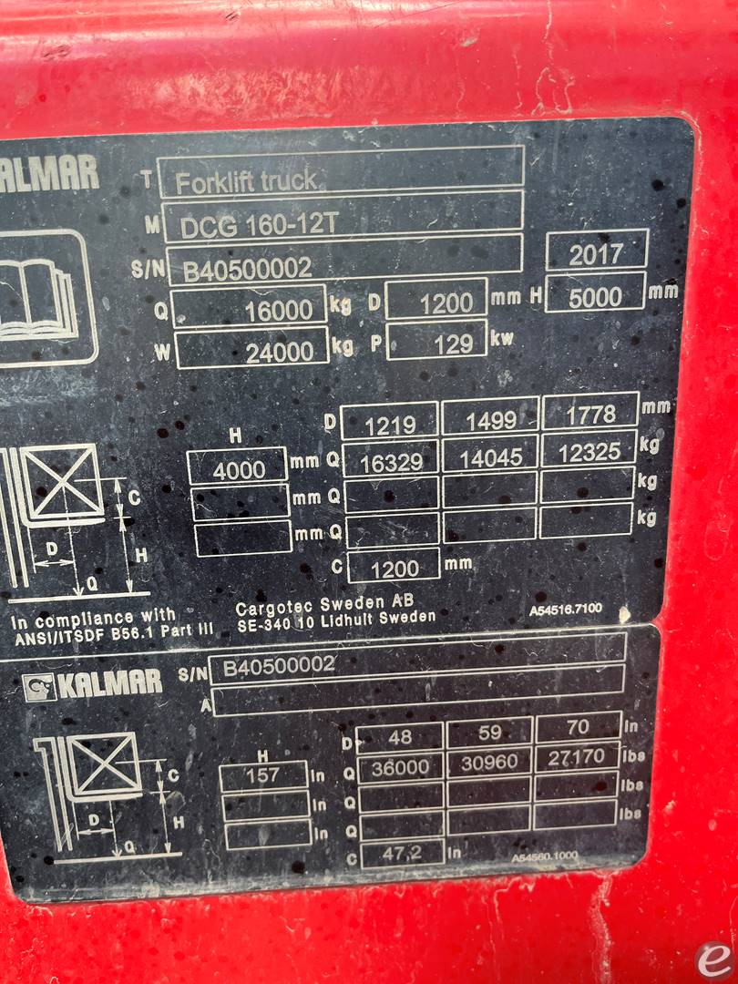 2019 Kalmar                                             DCG160-12T Diesel Forklift - 123Forklift