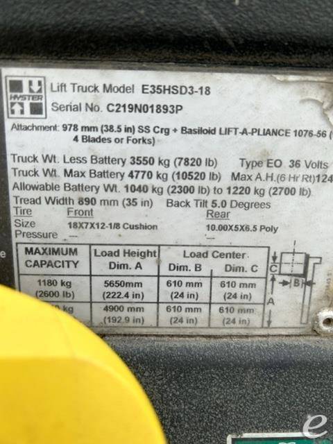 2016 Hyster E35HSD3 Electric Forklift - 123Forklift
