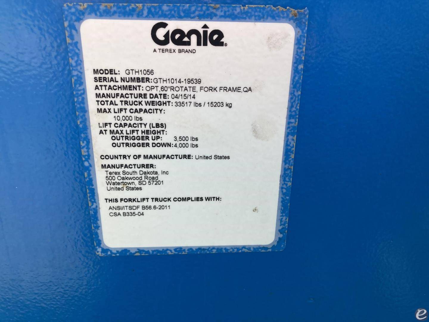 2014 Genie GTH1056