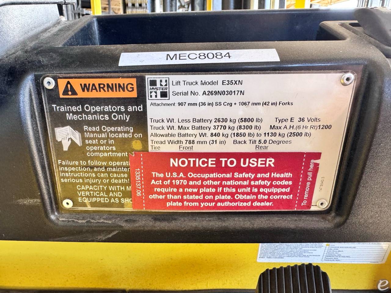 2015 Hyster E35XN Electric Forklift - 123Forklift