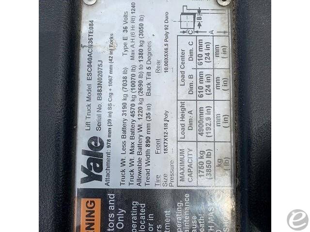 2011 Yale ESC030AC Electric Forklift - 123Forklift