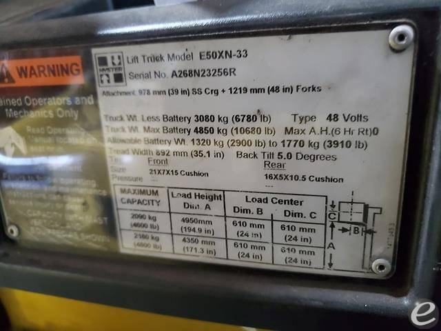 2017 Hyster E50XN Electric Forklift - 123Forklift