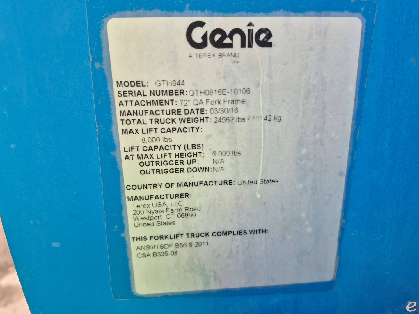 2016 Genie GTH844