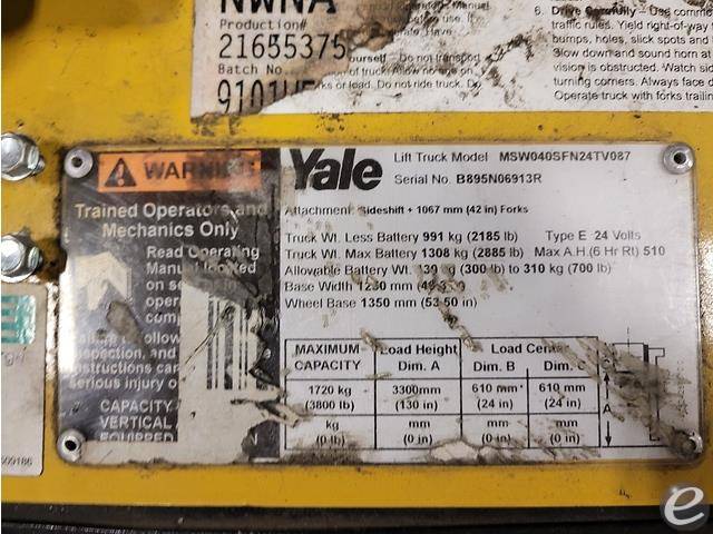 2017 Yale MSW040-F Electric Forklift - 123Forklift