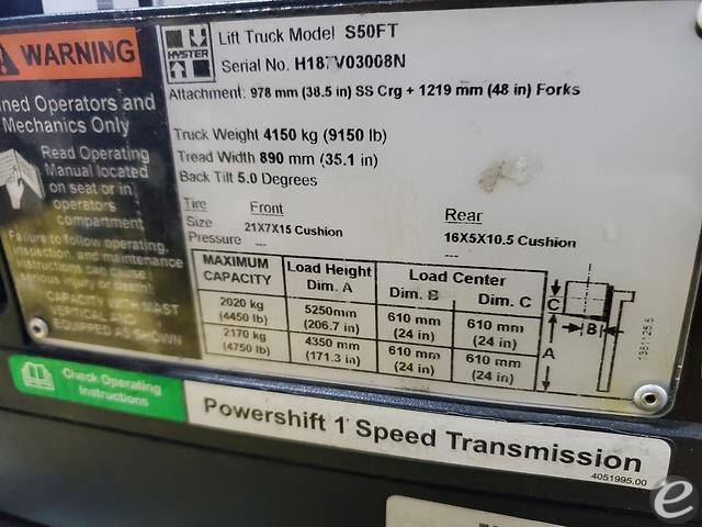 2015 Hyster S50FT LP Gas Forklift - 123Forklift