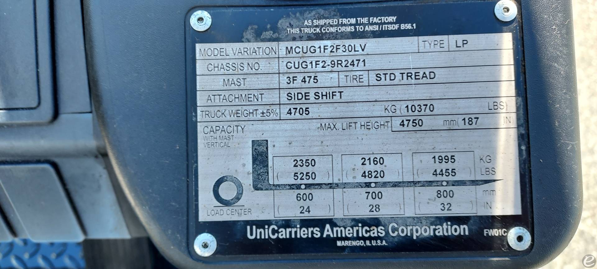 2015 Unicarriers MCUG1F2F30LV- CF60LP
