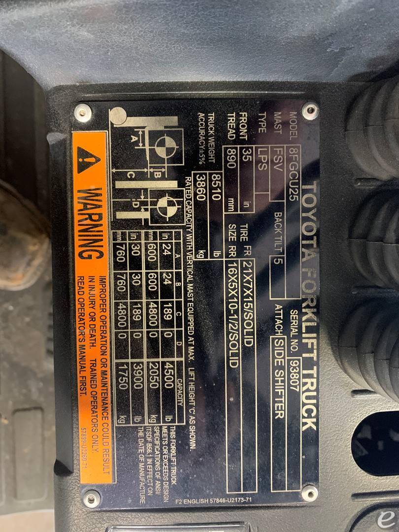 2018 Toyota 8FGCU25 LP Gas Forklift - 123Forklift