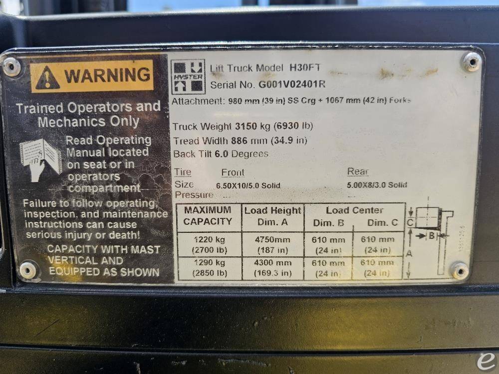 2017 Hyster H30FT