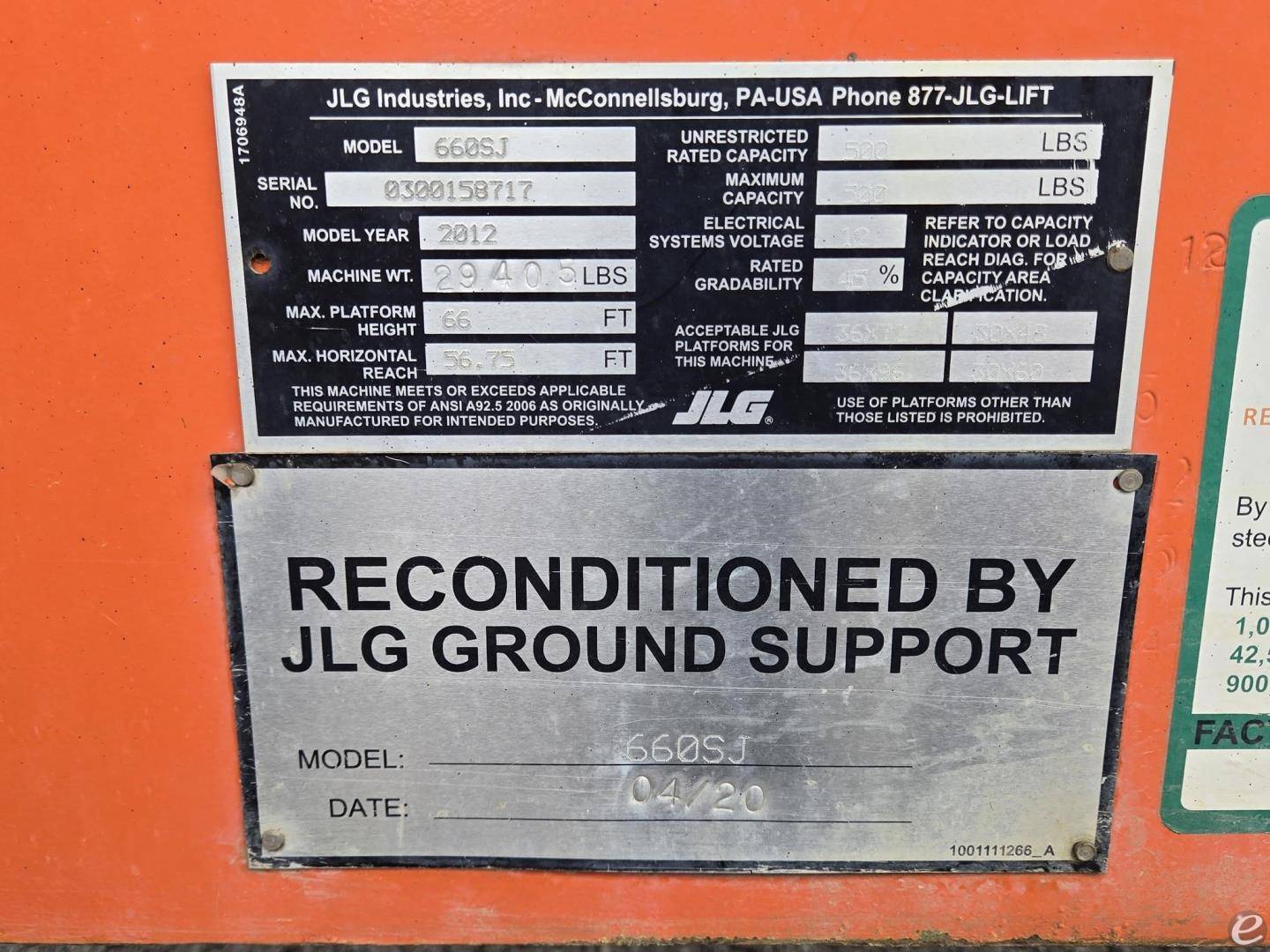 2012 JLG 660SJ