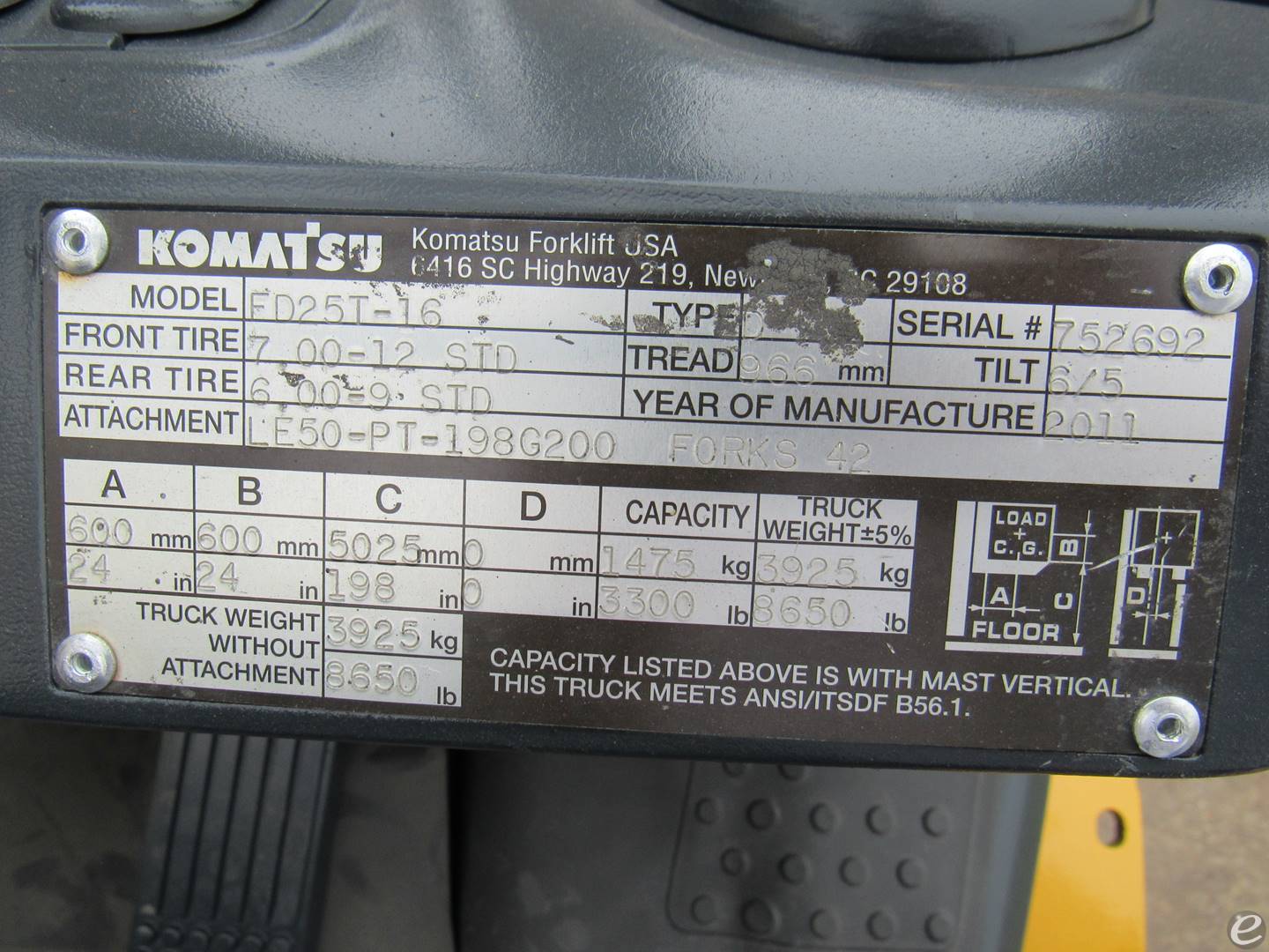 2011 Komatsu FD25T-16