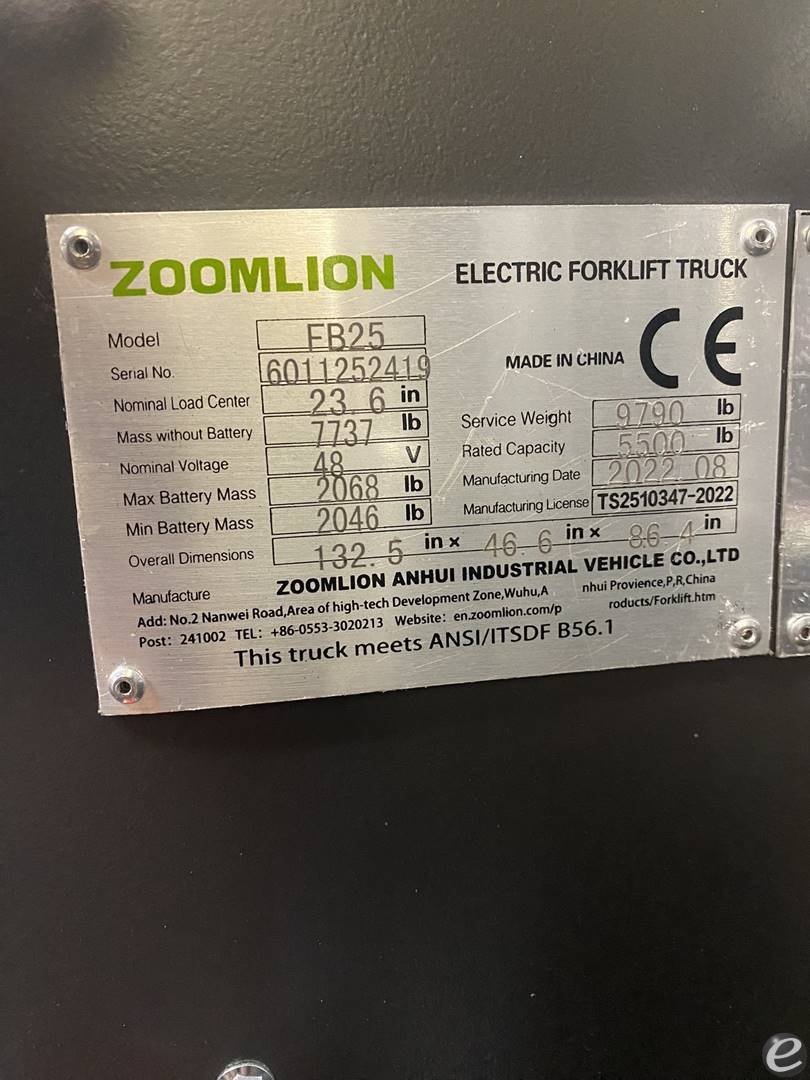 2022 Zoomlion EB25