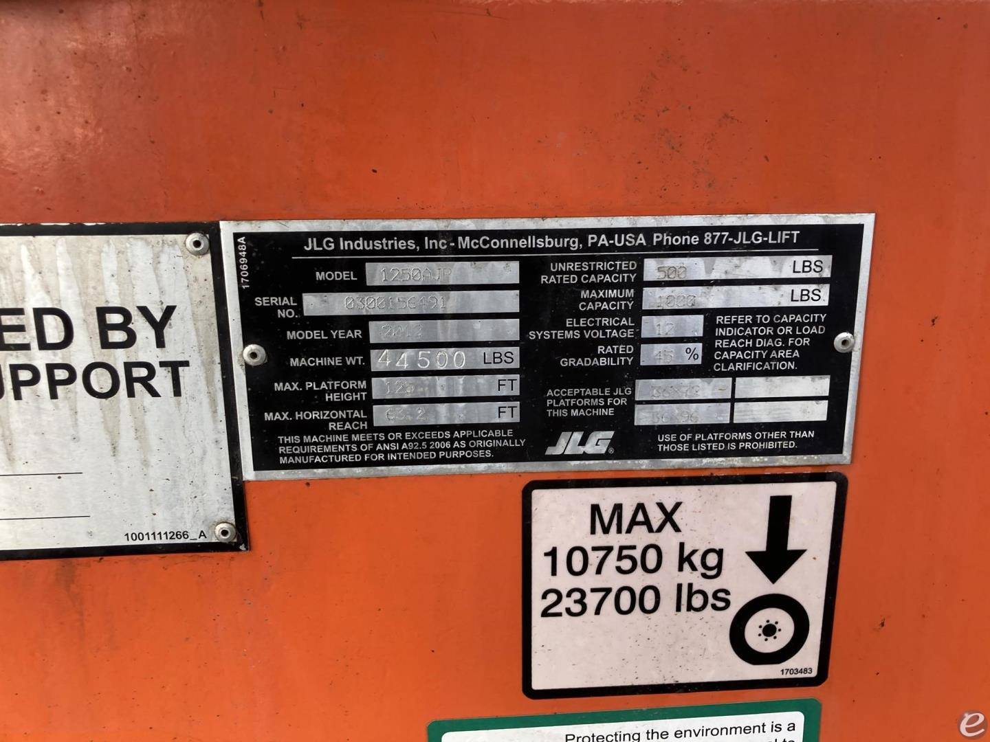 2012 JLG 1250AJP