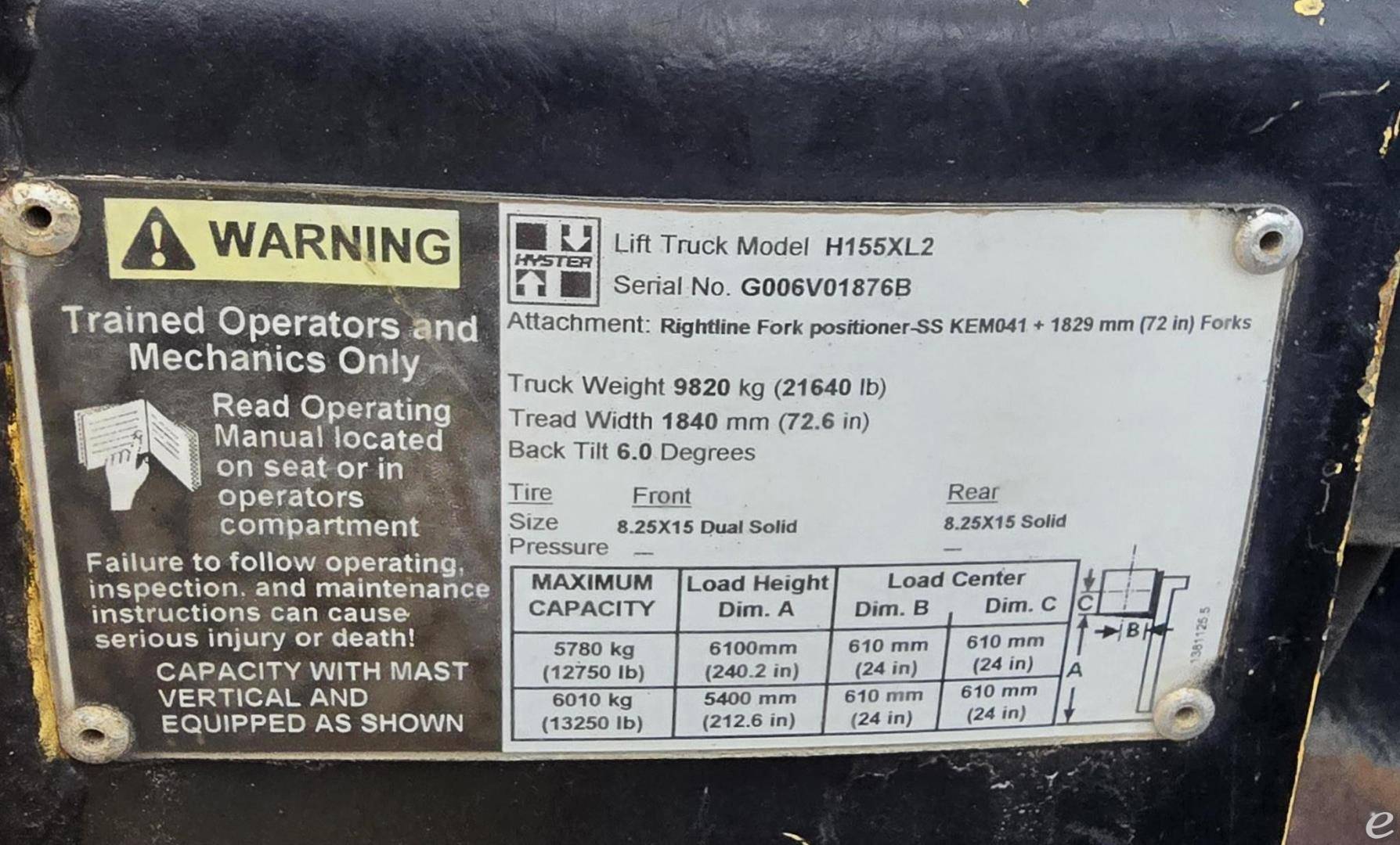 2004 Hyster H155XL2