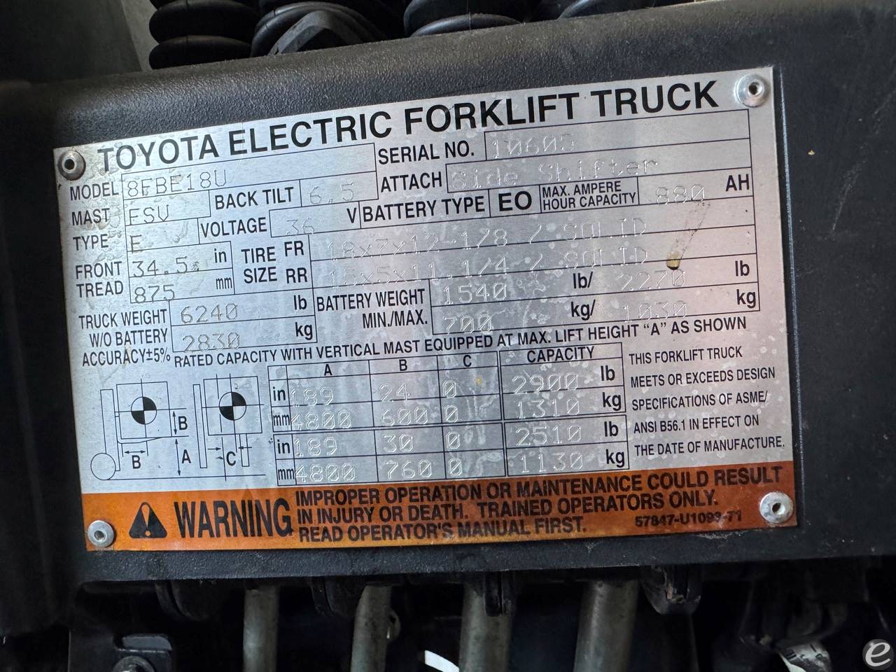 2016 Toyota 8FBE18U Electric Forklift - 123Forklift