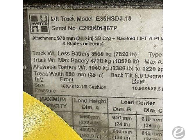 2016 Hyster E35HSD3 Electric Forklift - 123Forklift