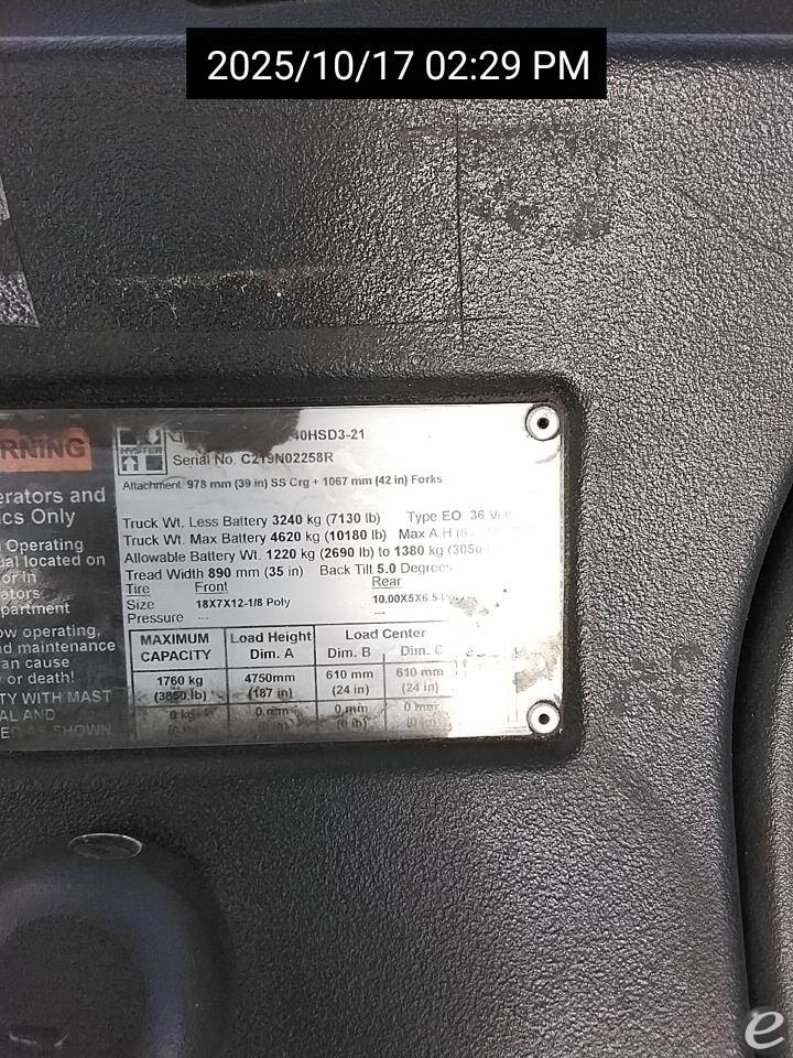 2017 Hyster E40HSD3