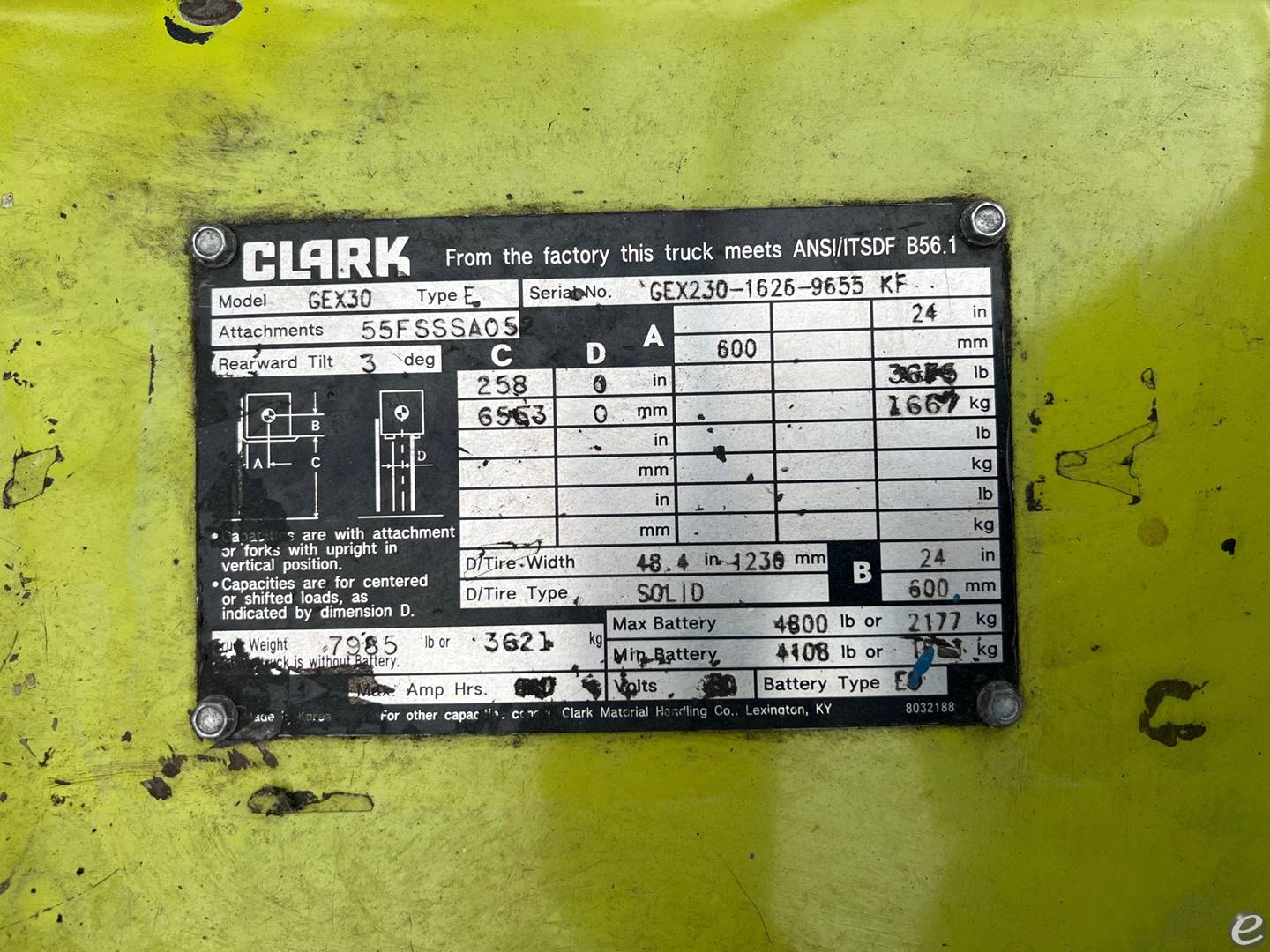 2012 Clark GEX30 Electric Forklift - 123Forklift