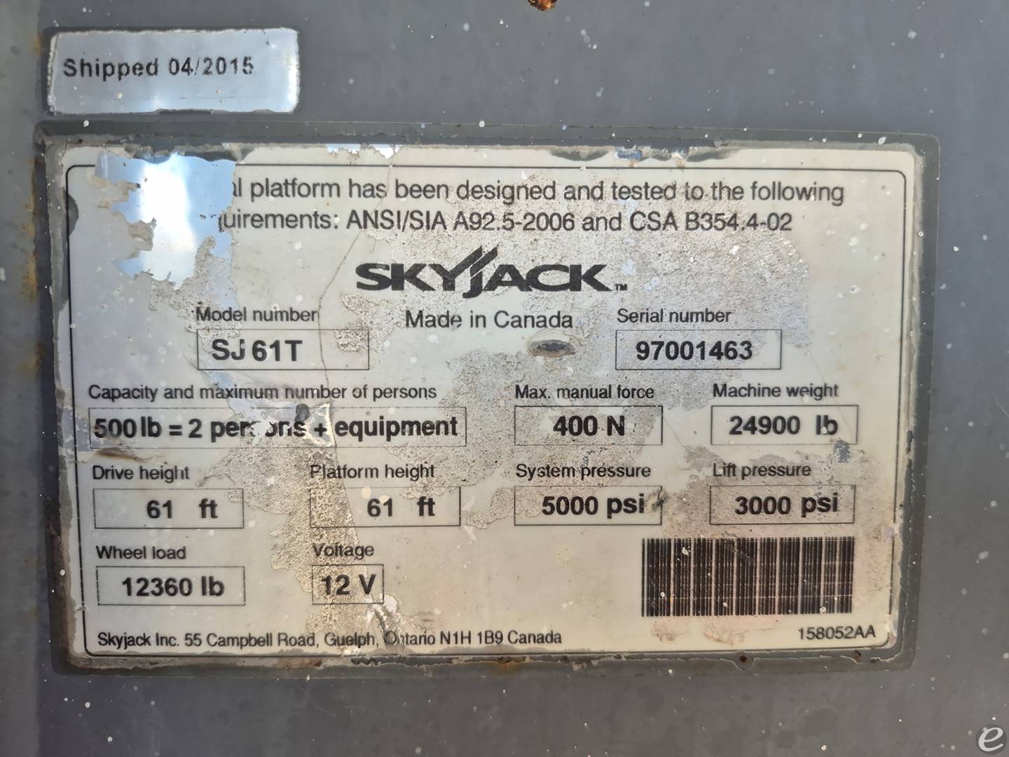 2015 Skyjack SJ61T