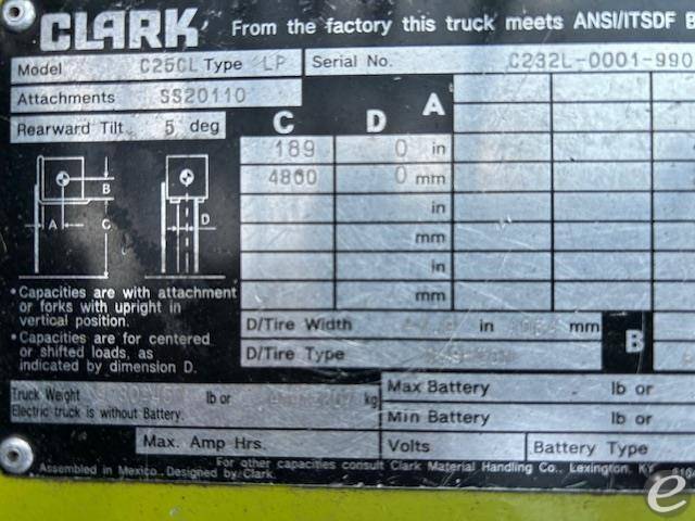 2014 Clark C25CL LP Gas Forklift - 123Forklift