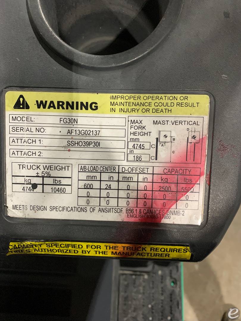 2019 Mitsubishi FG30N5 LP Gas Forkl...