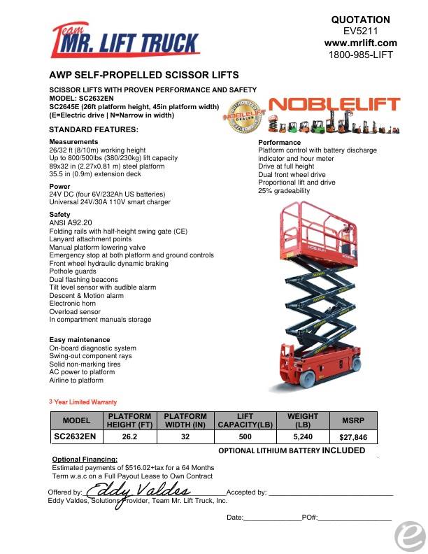 2026 Noblelift SC2632EN