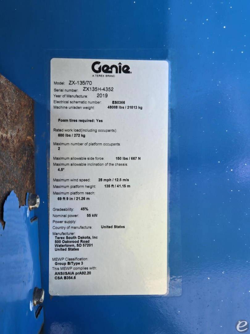 2019 Genie ZX135/70