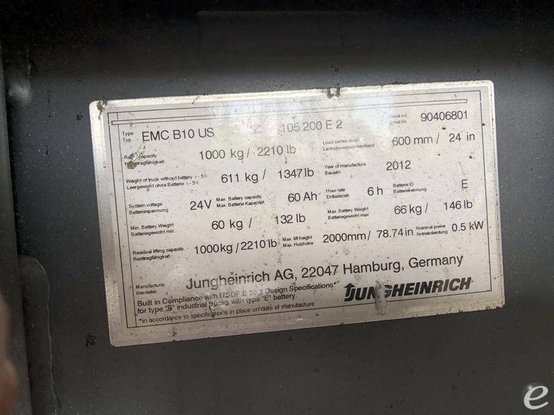 2012 Jungheinrich EMC B10
