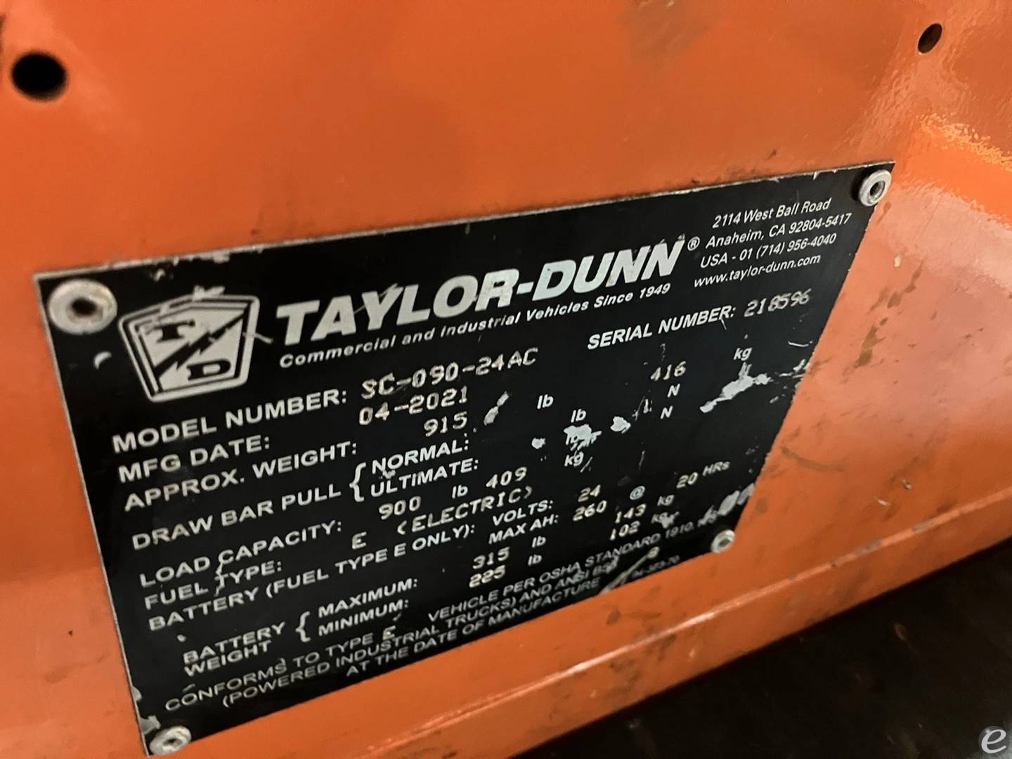 2021 Taylor Dunn SC-090-24AC