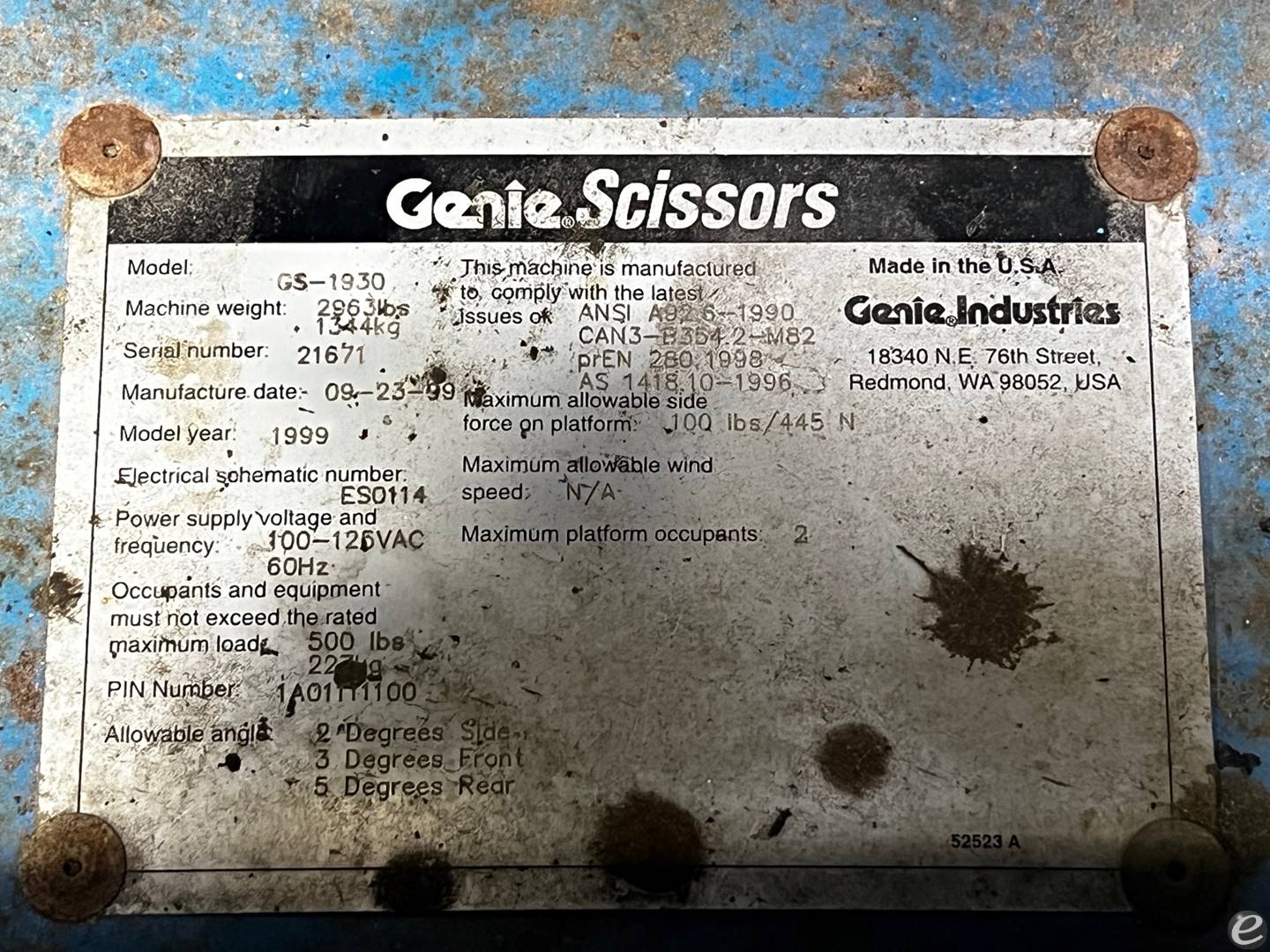 1999 Genie GS-1930