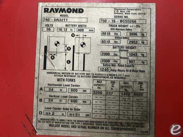 2016 Raymond 750DR32TT