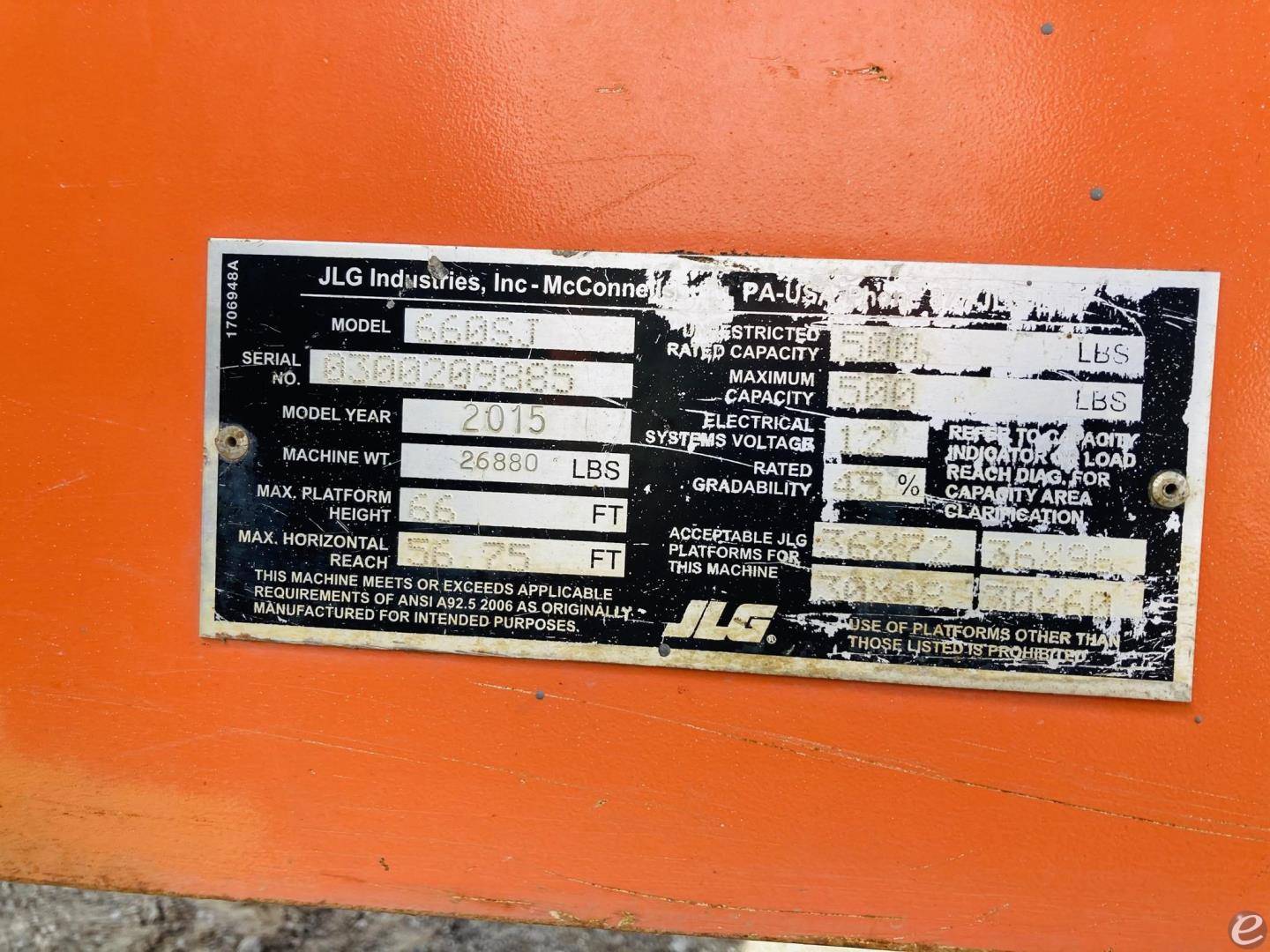 2015 JLG 660SJ