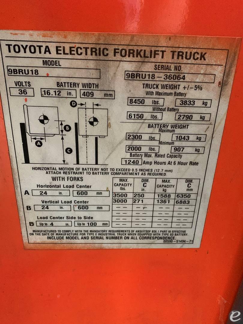 2015 Toyota 9BRU18 Electric Reach Truck - 123Forklift