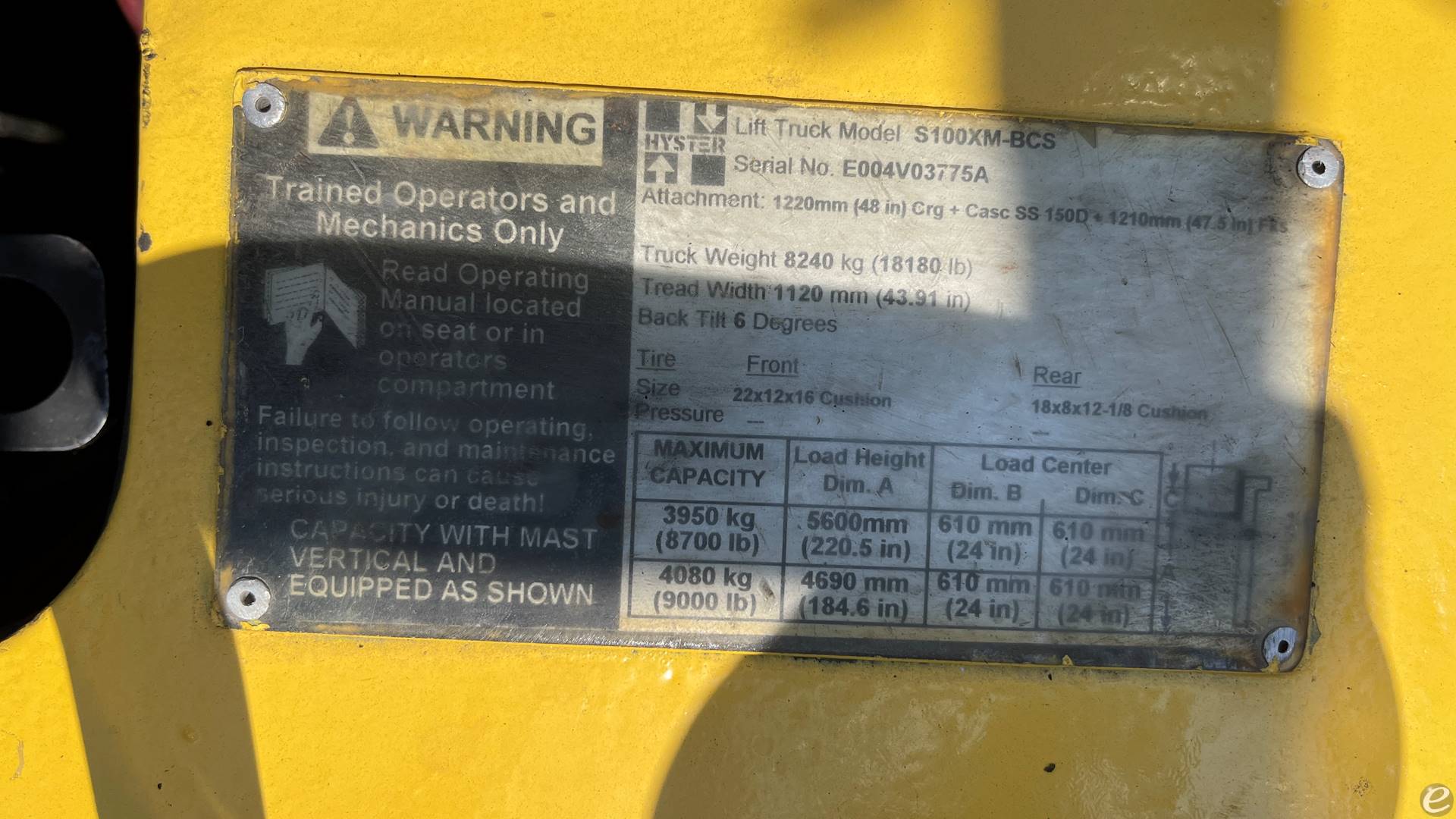 2003 Hyster S100XMBCS