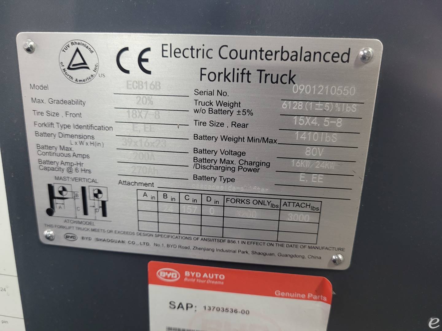 2022 BYD ECB16 Electric Forklift - 123Forklift