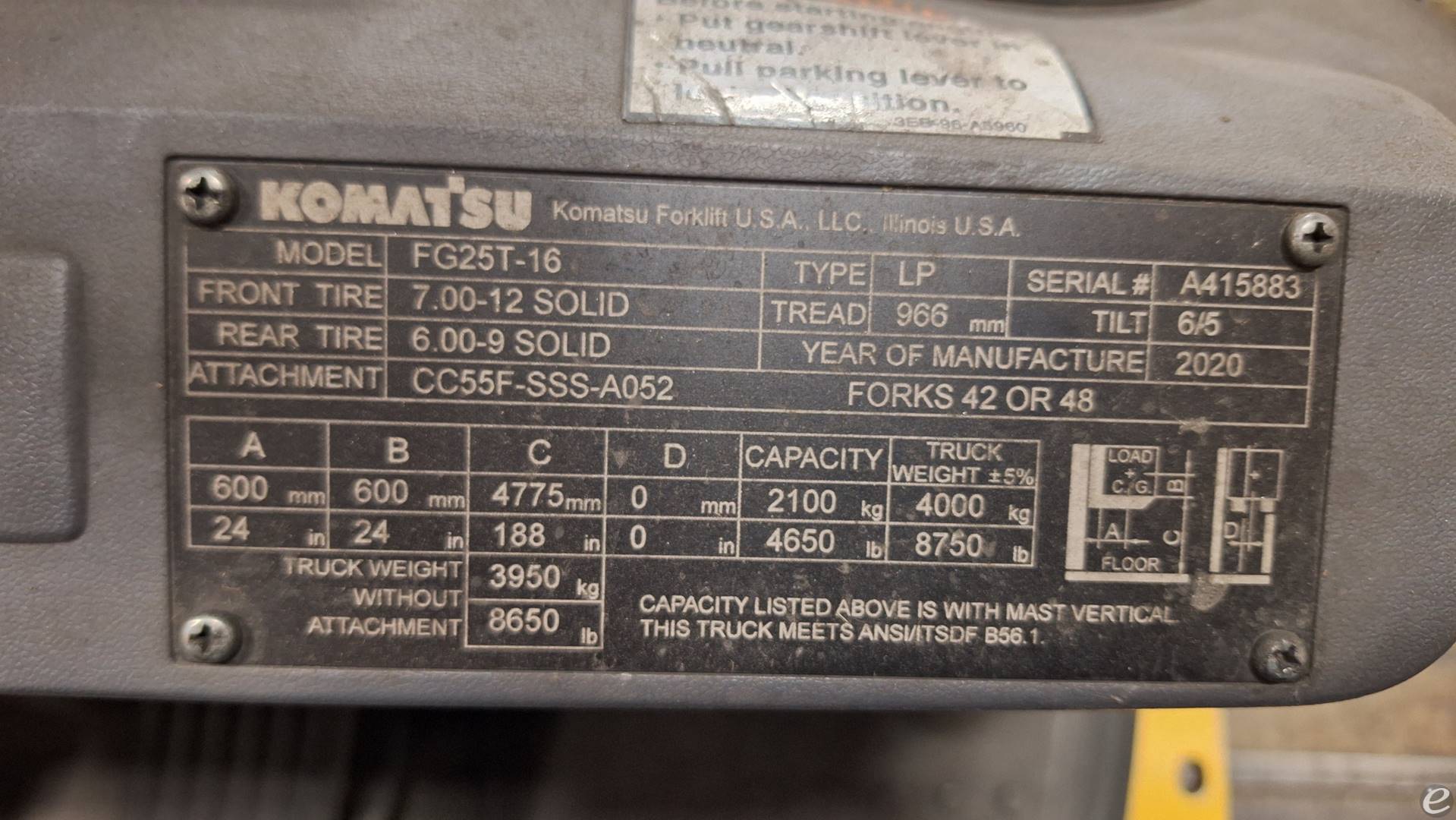 2020 Komatsu FG25T-16