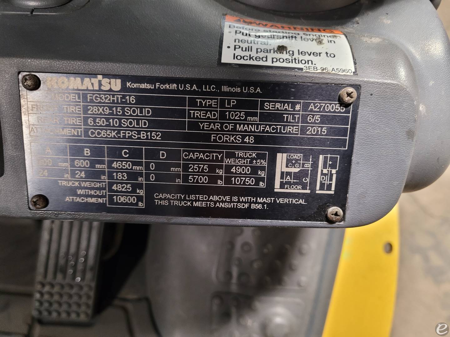 2015 Komatsu FG32SHT-16 LP Gas Forklift - 123Forklift