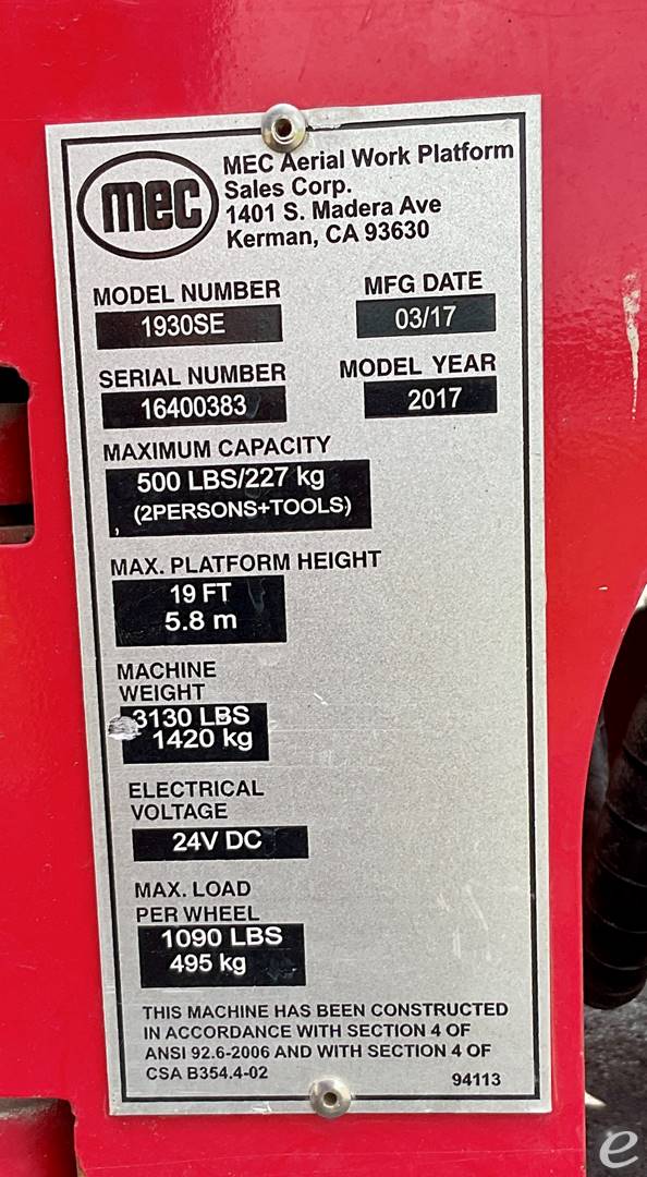 2017 MEC 1930SE