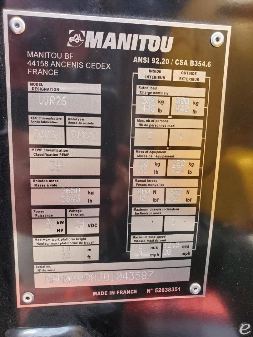 2020 Manitou 26VJR