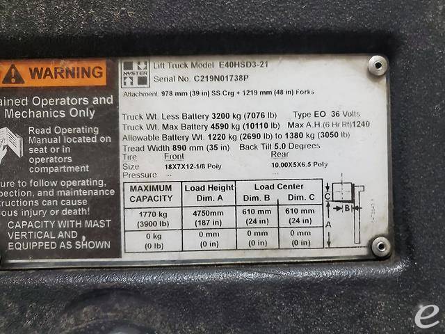 2016 Hyster E40HSD3 Electric Forklift - 123Forklift