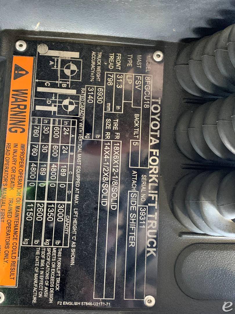 2019 Toyota 9BR233M268 Electric Forklift - 123Forklift