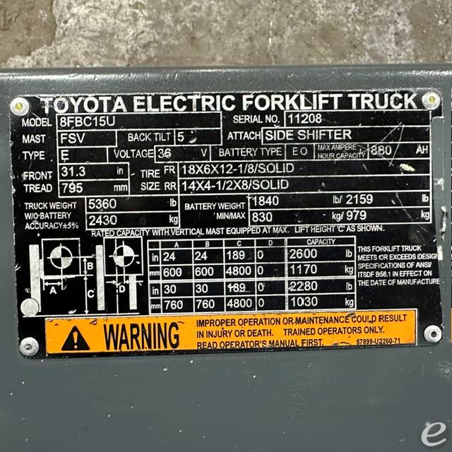 2022 Toyota 8FBC15U